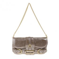 Pre Owned Jimmy Choo Bronze Leather Troy Clutch