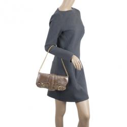 Pre Owned Jimmy Choo Bronze Leather Troy Clutch