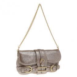 Pre Owned Jimmy Choo Bronze Leather Troy Clutch