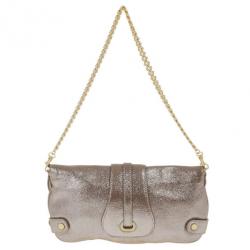 Pre Owned Jimmy Choo Bronze Leather Troy Clutch