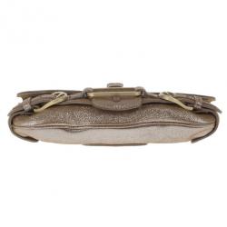 Pre Owned Jimmy Choo Bronze Leather Troy Clutch