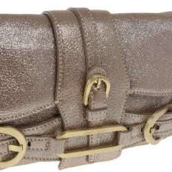 Pre Owned Jimmy Choo Bronze Leather Troy Clutch