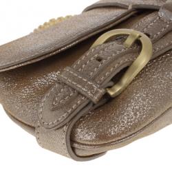 Pre Owned Jimmy Choo Bronze Leather Troy Clutch