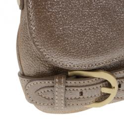 Pre Owned Jimmy Choo Bronze Leather Troy Clutch