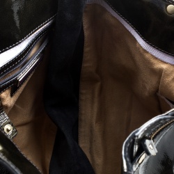 مملوكة مسبقًا Jimmy Choo Khaki/Black Patent Leather and Suede Large Mona Tote