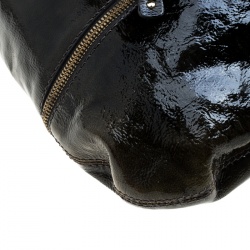 مملوكة مسبقًا Jimmy Choo Khaki/Black Patent Leather and Suede Large Mona Tote