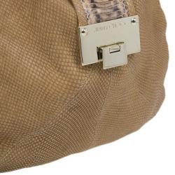 Pre Owned  حقيبة جيمي تشو بني نقشة جلد الثعبان راهمن