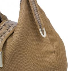 Pre Owned  حقيبة جيمي تشو بني نقشة جلد الثعبان راهمن