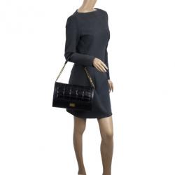 مملوكة مسبقًا Jimmy Choo Black Leather and Python Cassie Shoulder Bag