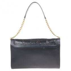 مملوكة مسبقًا Jimmy Choo Black Leather and Python Cassie Shoulder Bag