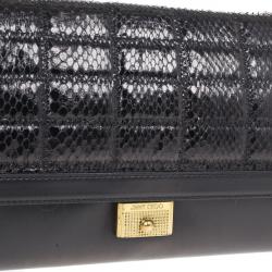 مملوكة مسبقًا Jimmy Choo Black Leather and Python Cassie Shoulder Bag