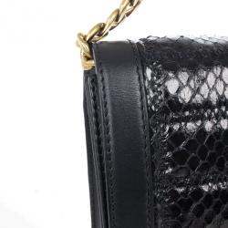 مملوكة مسبقًا Jimmy Choo Black Leather and Python Cassie Shoulder Bag