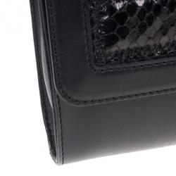 مملوكة مسبقًا Jimmy Choo Black Leather and Python Cassie Shoulder Bag