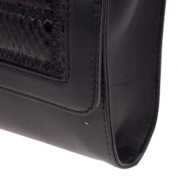 مملوكة مسبقًا Jimmy Choo Black Leather and Python Cassie Shoulder Bag