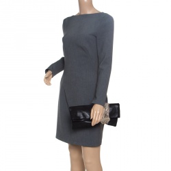 Pre Owned Jimmy Choo Black Shimmering Leather Chandra Clutch