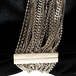 Pre Owned Jimmy Choo Black Shimmering Leather Chandra Clutch