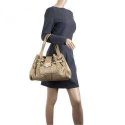 Pre Owned Jimmy Choo Metallic Gold Suede Ramona Tote Bag