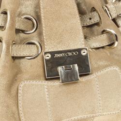 Pre Owned Jimmy Choo Metallic Gold Suede Ramona Tote Bag
