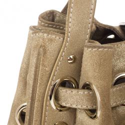 Pre Owned Jimmy Choo Metallic Gold Suede Ramona Tote Bag