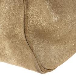 Pre Owned Jimmy Choo Metallic Gold Suede Ramona Tote Bag