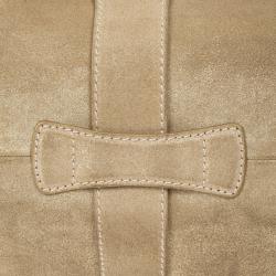 Pre Owned Jimmy Choo Metallic Gold Suede Ramona Tote Bag