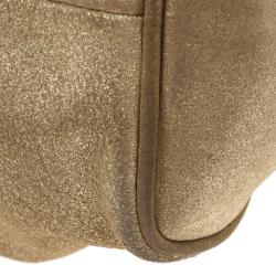 Pre Owned Jimmy Choo Metallic Gold Suede Ramona Tote Bag