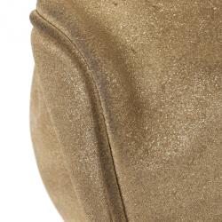 Pre Owned Jimmy Choo Metallic Gold Suede Ramona Tote Bag