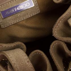 Pre Owned Jimmy Choo Metallic Gold Suede Ramona Tote Bag