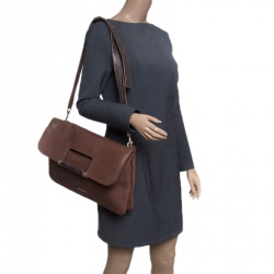 Jimmy Choo Brown Leather Ziad Foldover Messenger Bag