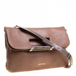 Jimmy Choo Brown Leather Ziad Foldover Messenger Bag