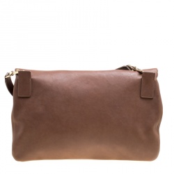 Jimmy Choo Brown Leather Ziad Foldover Messenger Bag
