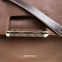 Jimmy Choo Brown Leather Ziad Foldover Messenger Bag