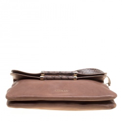Jimmy Choo Brown Leather Ziad Foldover Messenger Bag
