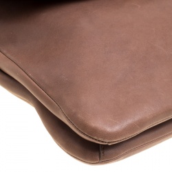 Jimmy Choo Brown Leather Ziad Foldover Messenger Bag