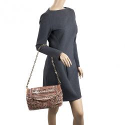 Pre Owned Jimmy Choo Pink Snakeskin Brix Convertible Clutch