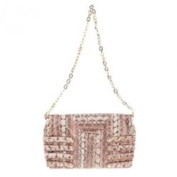 Pre Owned Jimmy Choo Pink Snakeskin Brix Convertible Clutch