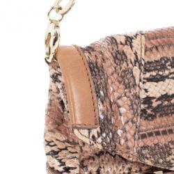 Pre Owned Jimmy Choo Pink Snakeskin Brix Convertible Clutch