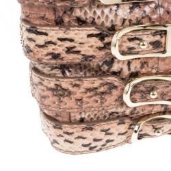 Pre Owned Jimmy Choo Pink Snakeskin Brix Convertible Clutch