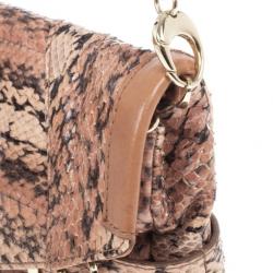 Pre Owned Jimmy Choo Pink Snakeskin Brix Convertible Clutch