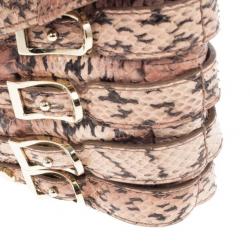 Pre Owned Jimmy Choo Pink Snakeskin Brix Convertible Clutch