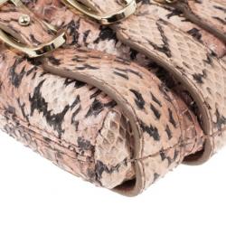 Pre Owned Jimmy Choo Pink Snakeskin Brix Convertible Clutch