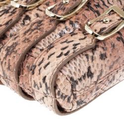 Pre Owned Jimmy Choo Pink Snakeskin Brix Convertible Clutch