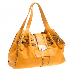 Jimmy Choo Tan Leather and Snakeskin Ramona Tote