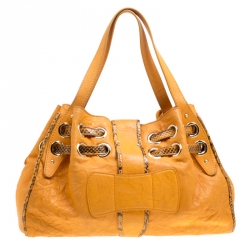 Jimmy Choo Tan Leather and Snakeskin Ramona Tote