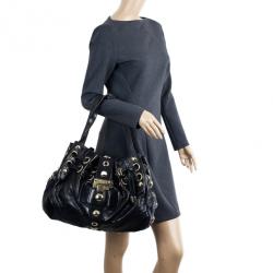 Pre Owned Jimmy Choo Black Leather Riki Shoulder Bag