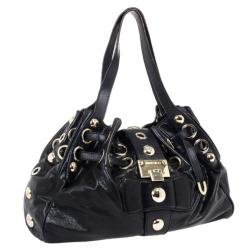 Pre Owned Jimmy Choo Black Leather Riki Shoulder Bag