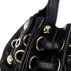 Pre Owned Jimmy Choo Black Leather Riki Shoulder Bag