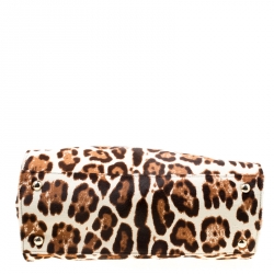 Jimmy Choo Dark Brown Leopard Print Calf Hair Rosalie Top Handle