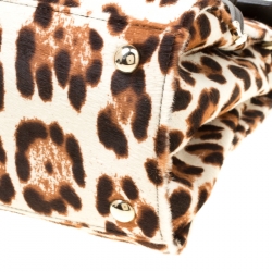 Jimmy Choo Dark Brown Leopard Print Calf Hair Rosalie Top Handle