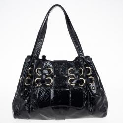 Pre Owned Jimmy Choo Crackle Patent Leather Medium 'Riki' Hobo Handbag